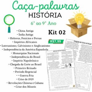 Caça palavras de História 6º ao 9º ano KIT 02