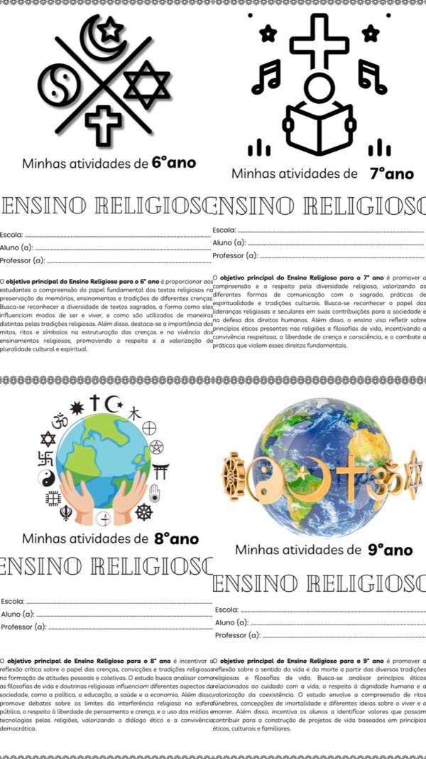 Combo Apostilas de Ensino Religioso 6º ao 9º Ano