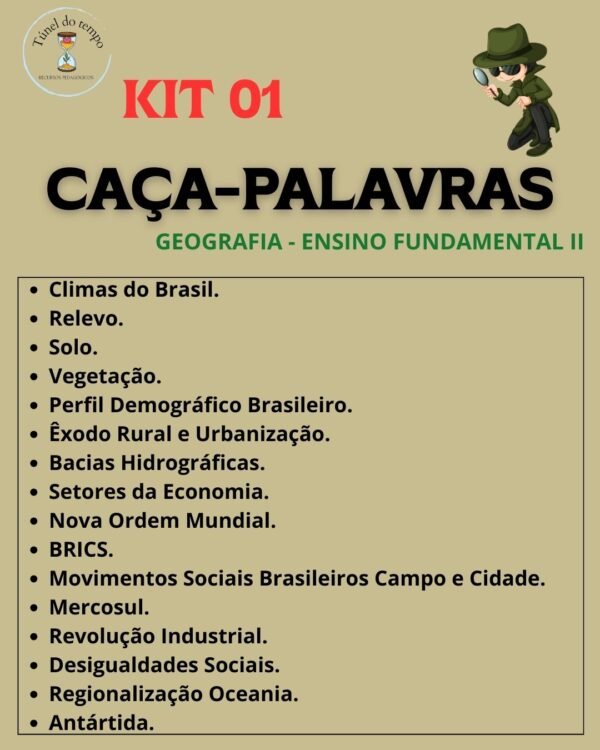 Kit 01 Caça-Palavras Geografia