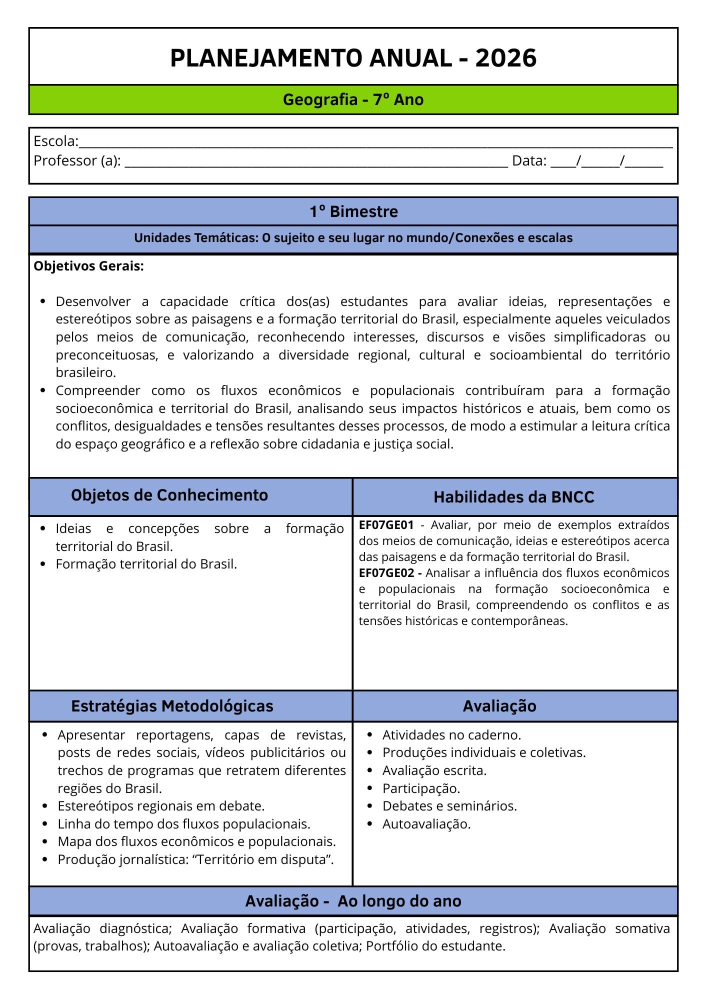 Planejamento Anual de Geografia – BNCC 2026 - Imagem 4