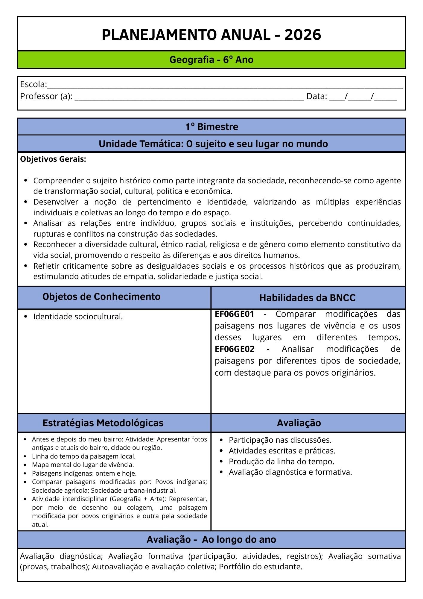 Planejamento Anual de Geografia – BNCC 2026 - Imagem 5