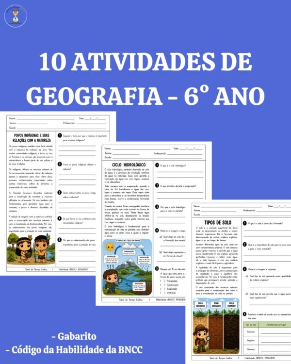 10 Atividades de Geografia - 6° Ano - Túnel do Tempo - Recursos Pedagógicos
